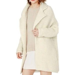 Maje Magnum Ecru Knit Wool Cardigan